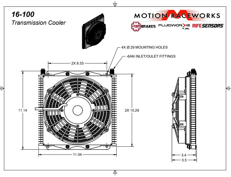 GM 6L80E/8L90E Trans Cooler Kit w/Fan & Fragola Lines/Fittings