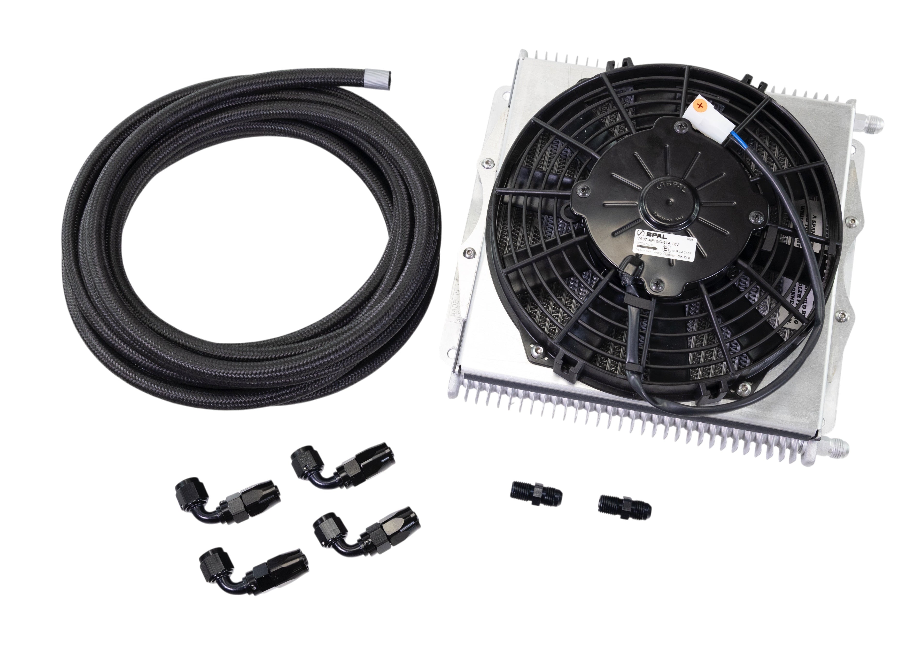 Aftermarket Powerglide Trans Cooler Kit w/ Fan & Fragola Lines/Fittings
