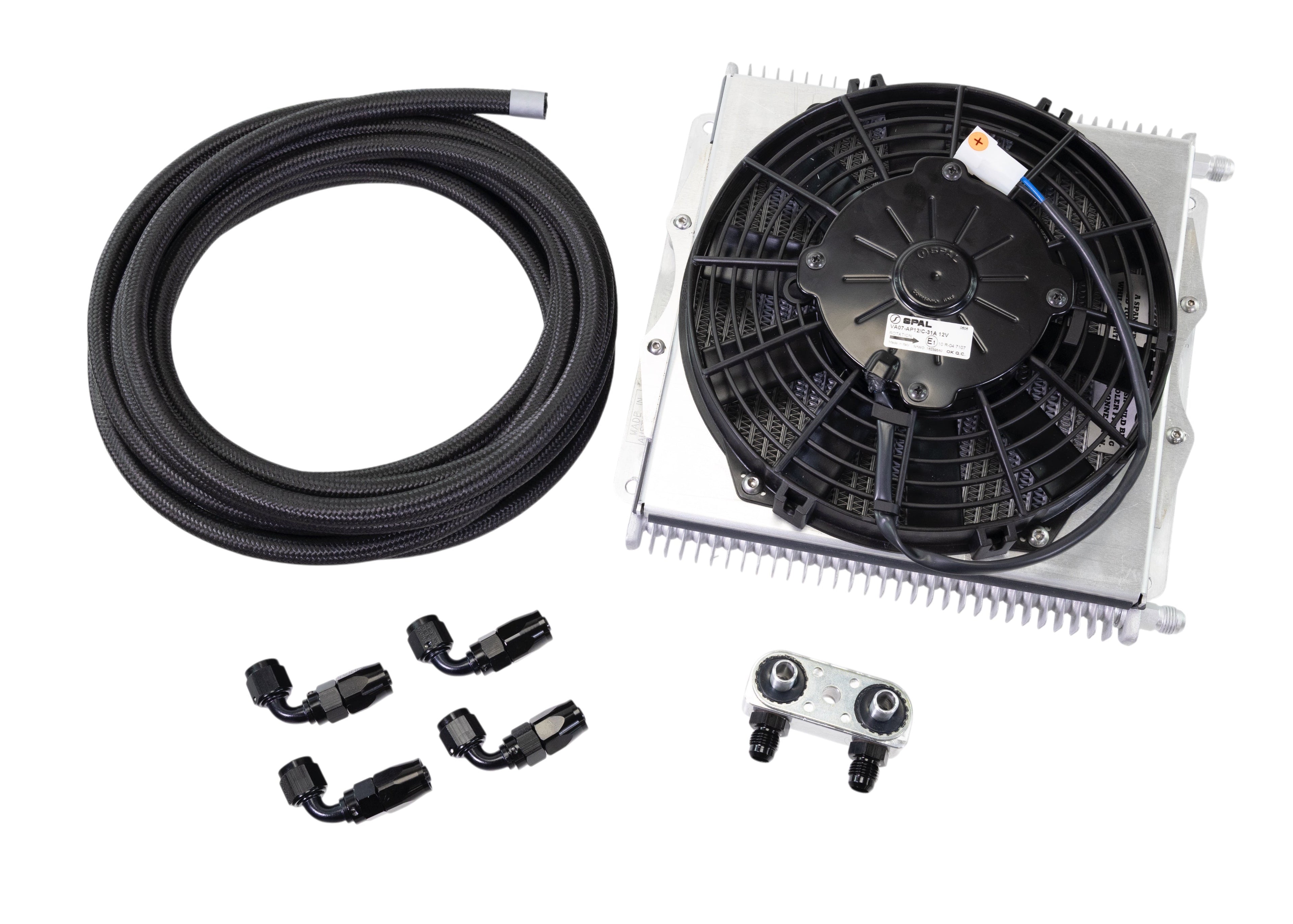 GM 6L80E/8L90E Trans Cooler Kit w/Fan & Fragola Lines/Fittings