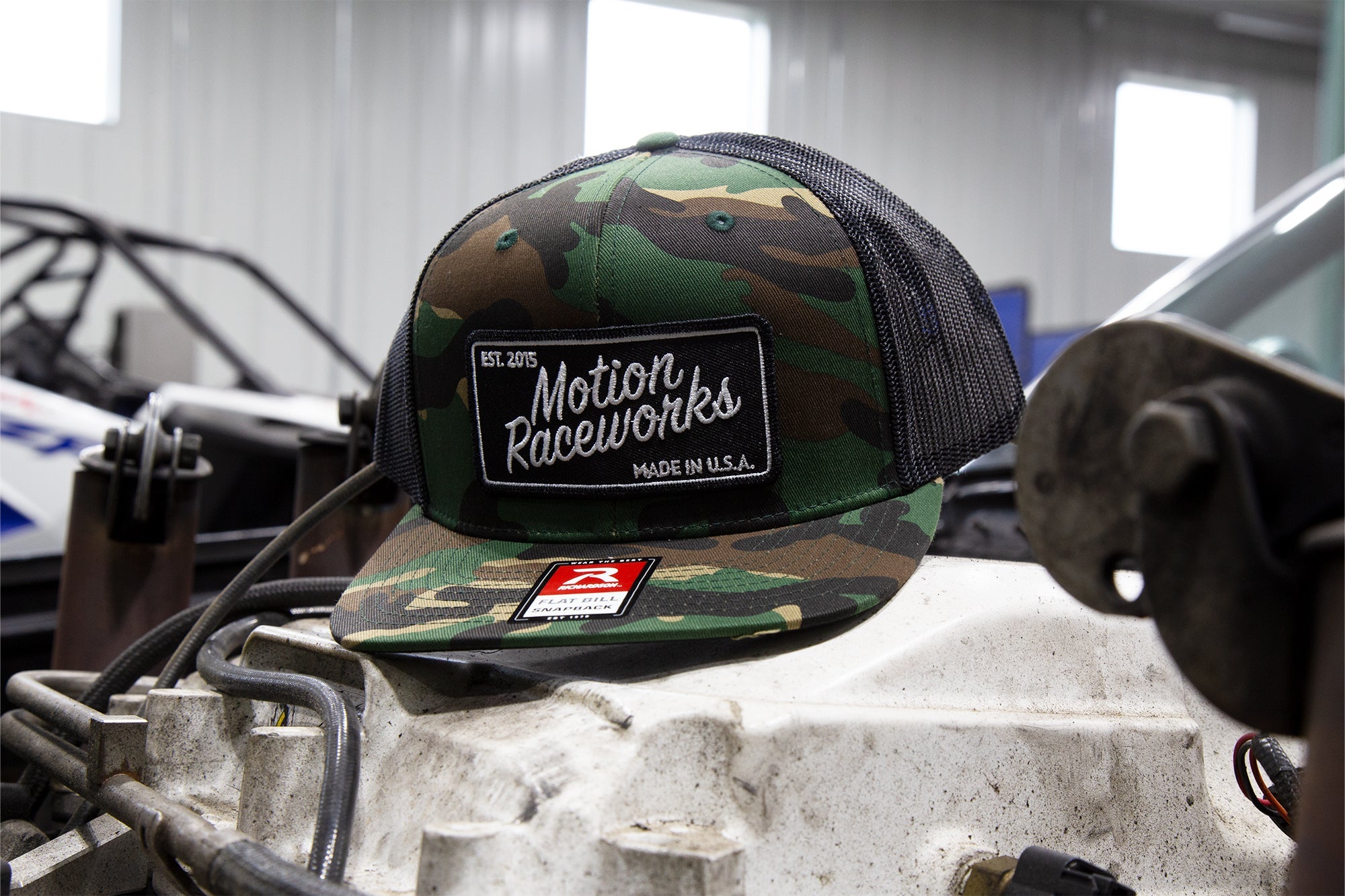 Motion Heritage Hat Green Camo Flat Bill Snapback 95-121-Motion Raceworks-Motion Raceworks