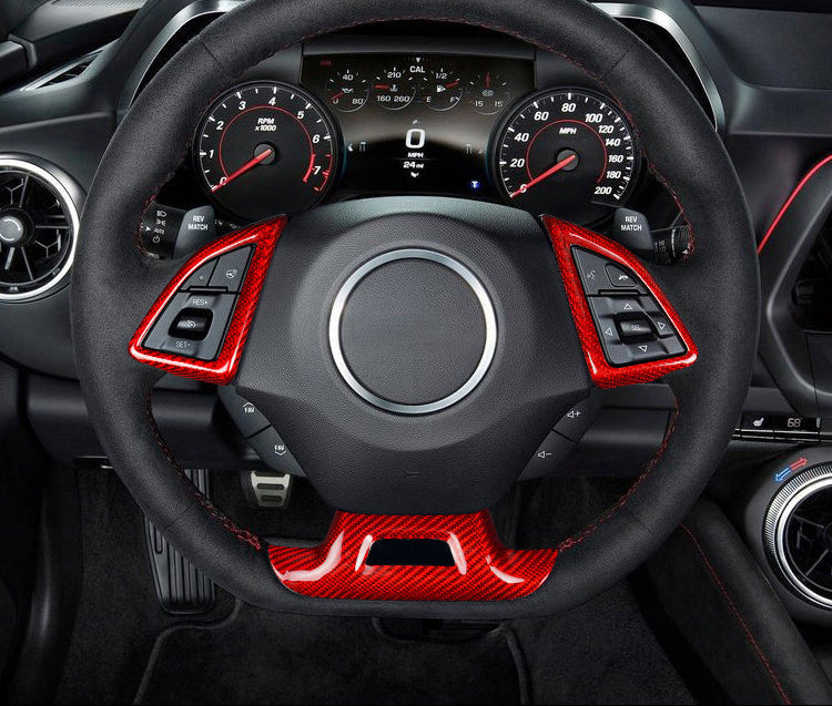 CAMARO 16-24 CARBON FIBER STEERING WHEEL TRIM COVER