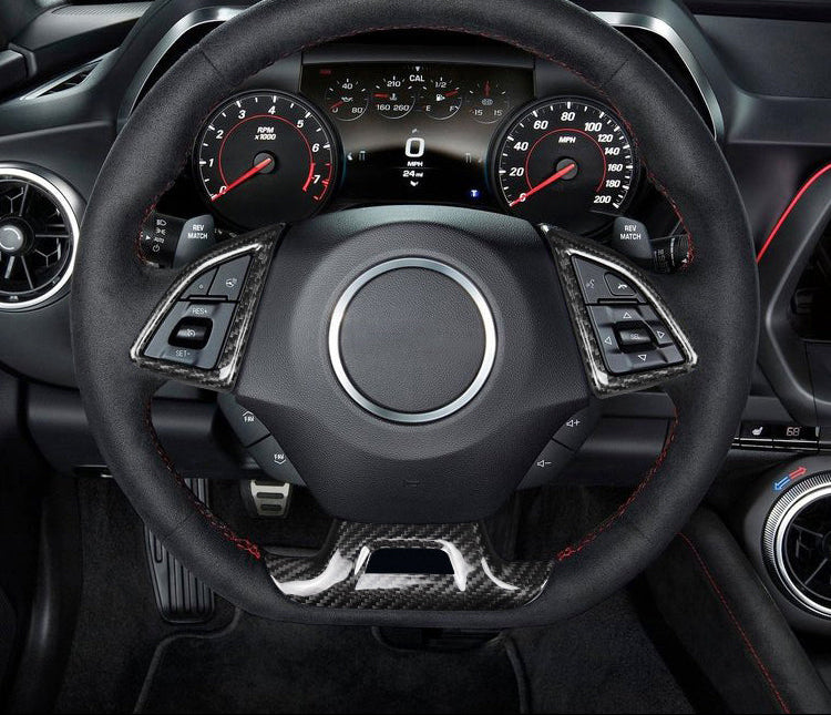 CAMARO 16-24 CARBON FIBER STEERING WHEEL TRIM COVER