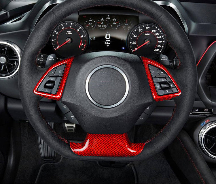 CAMARO 16-24 CARBON FIBER STEERING WHEEL TRIM COVER