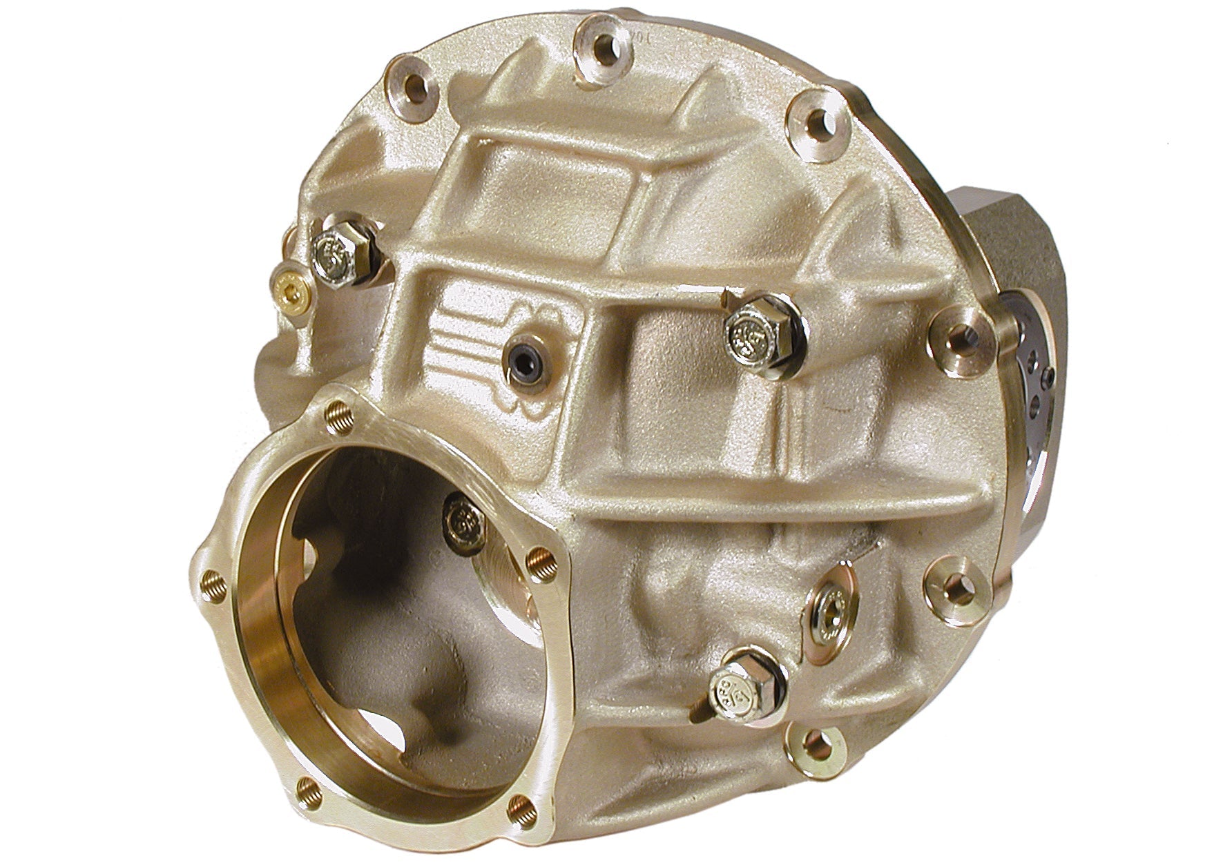9" Ford Aluminum Thru Bolt Case 3.812" Bearing w/ Steel Caps (Gold Finish)