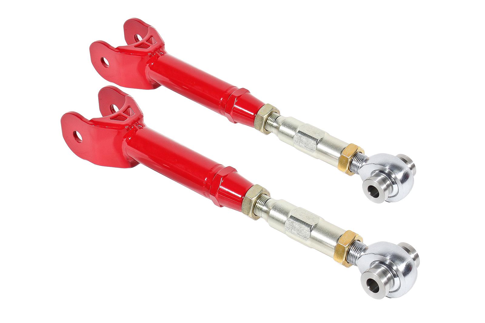 Lower trailing arms, on-car adjustable, rod ends