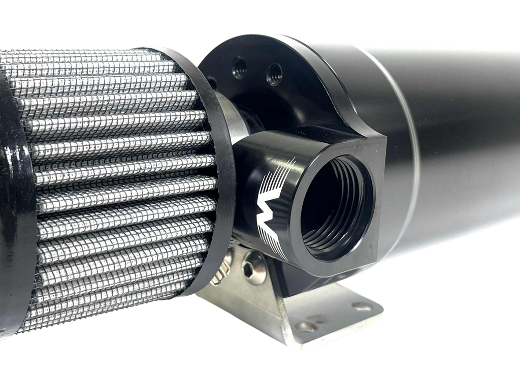 1 Qt XL Top Loader Billet Internally Baffled Oil Catch Can ( Single 12 AN Port ) - Motion Raceworks