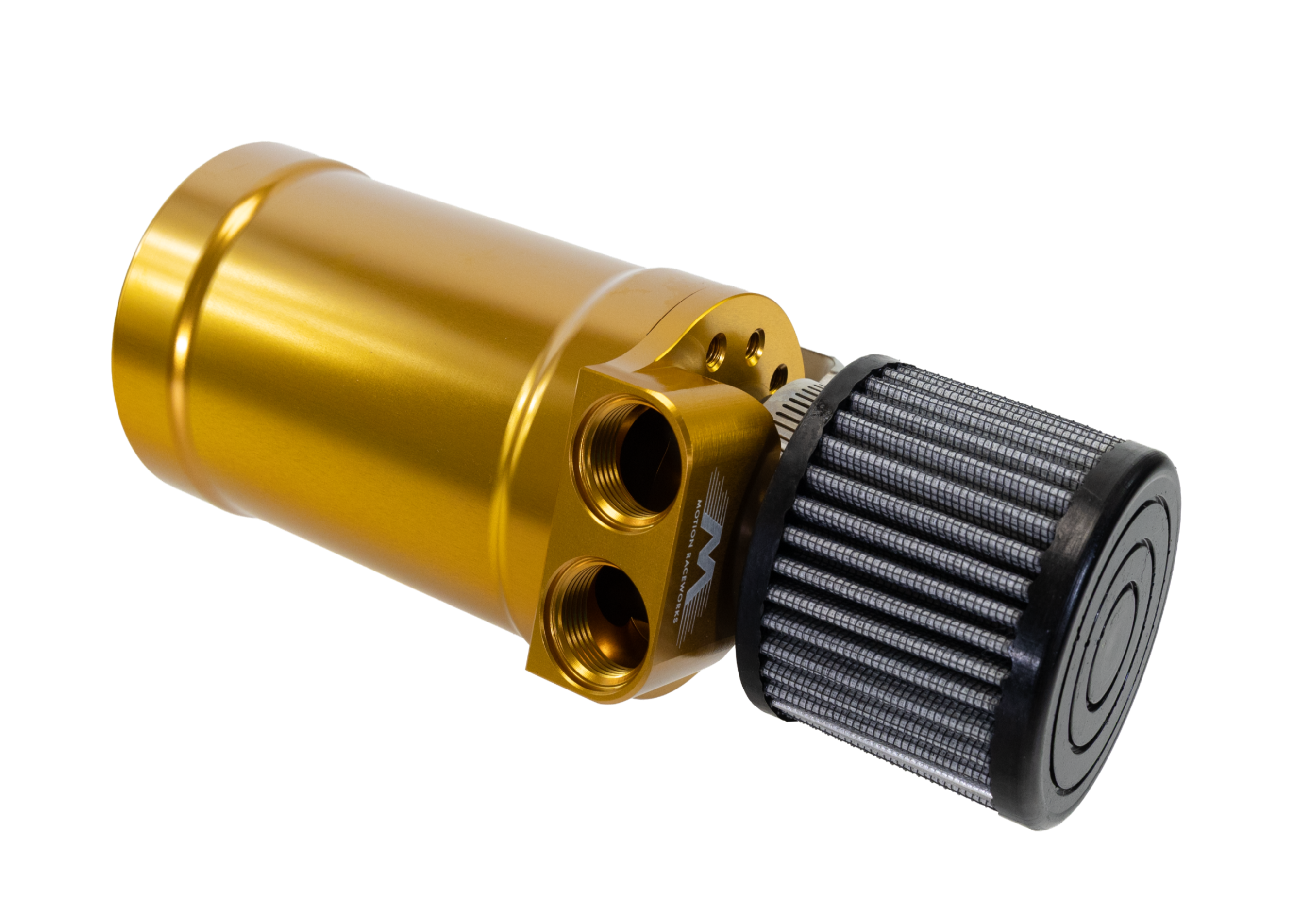Motion Raceworks Top Loader Billet Oil Catch Can Gold Anodized ( Dual 10 AN Port ) - Motion Raceworks