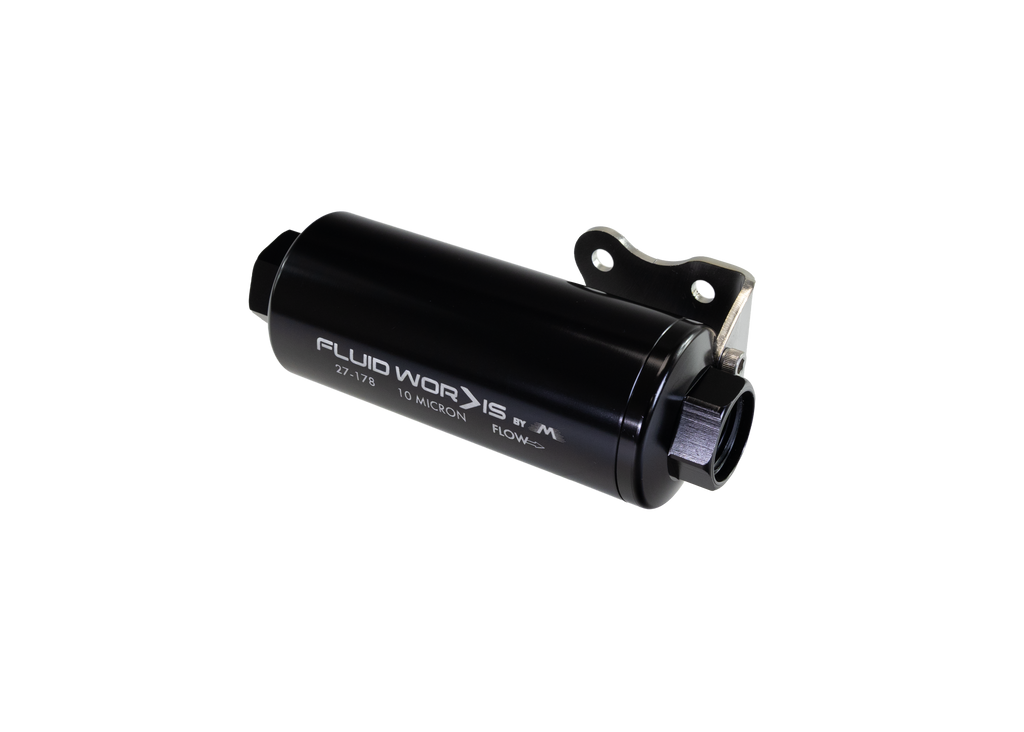 Fluidworks 6GPM Compact 10ORB Post Fuel Filter w/ Mount (10 Micron) - Motion Raceworks