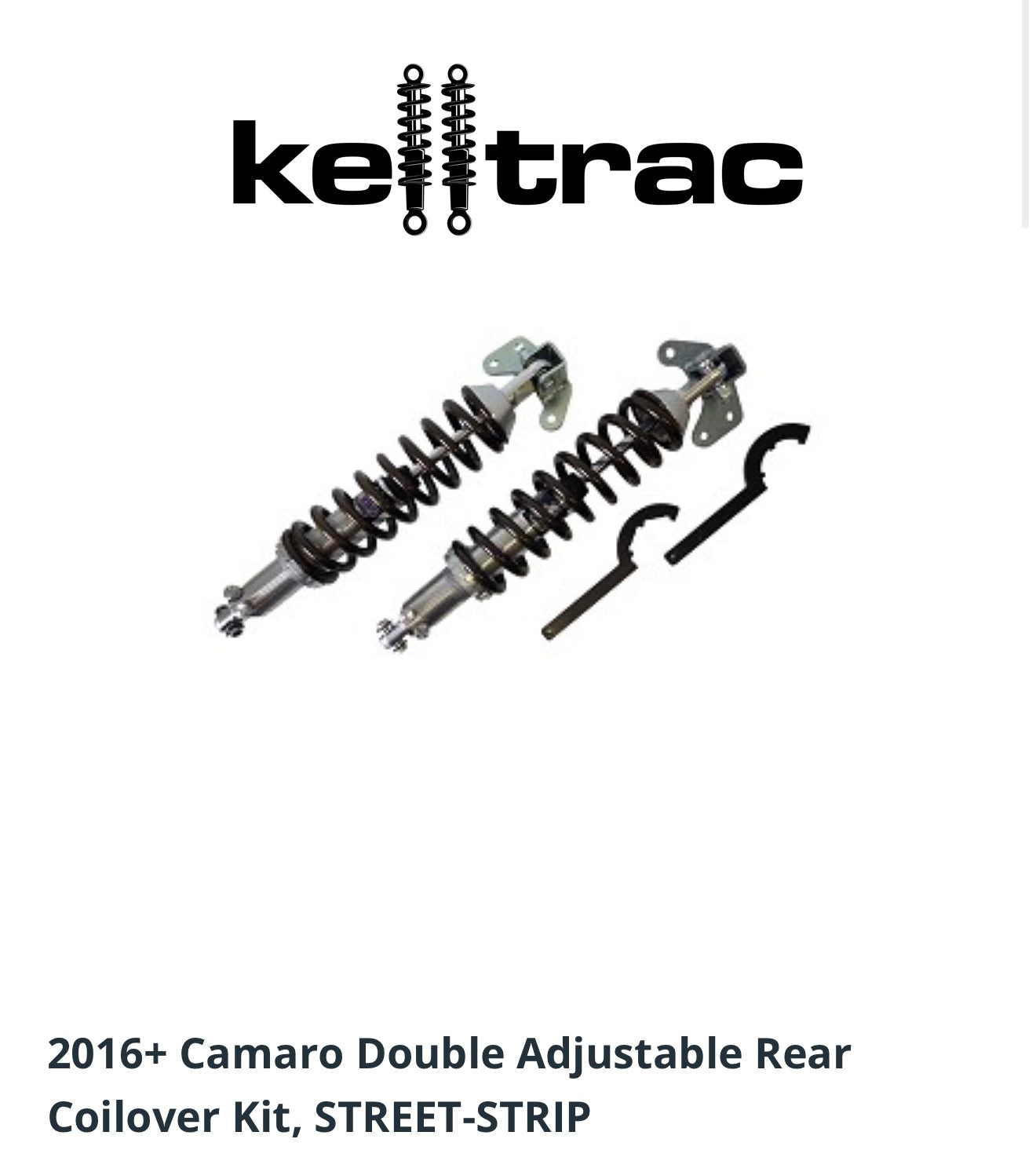 2016+ Camaro Double Adjustable Rear Coilover Kit, STREET-STRIP