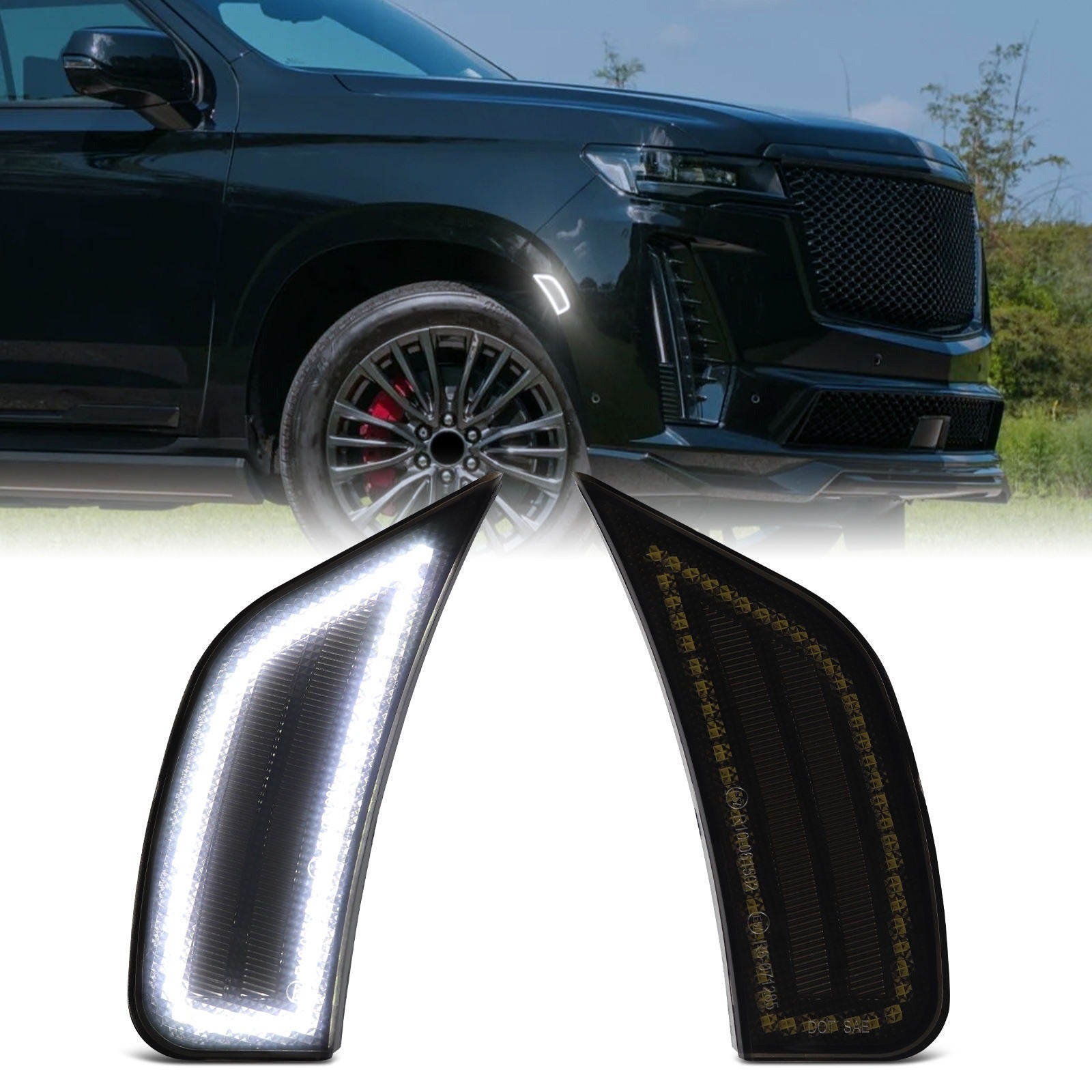 TAHOE/SUBURBAN/YUKON/ESCALADE 21-24 FRONT SMOKED LED SIDE MARKERS