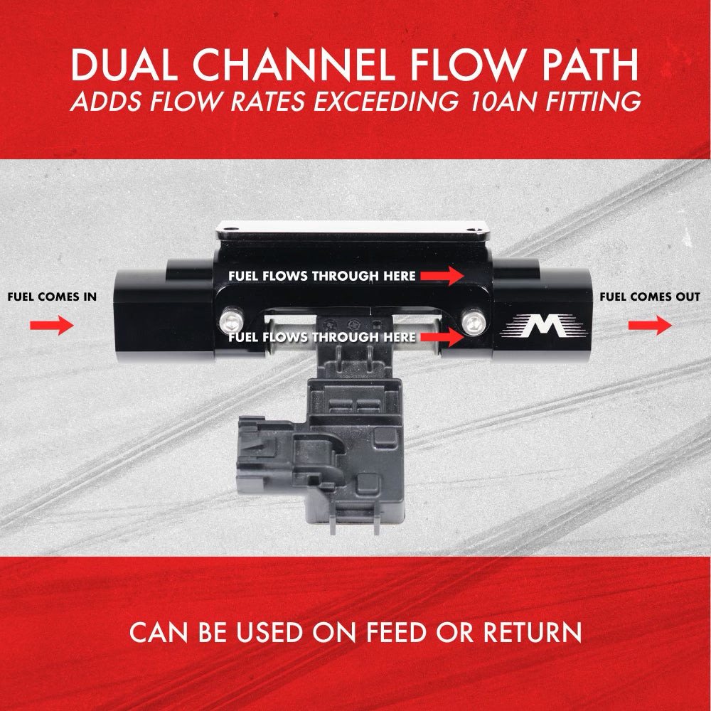 Billet Dual Channel In Line Flex Fuel Sensor Mount 6, 8, 10AN Sensor Not Included-Motion Raceworks-Motion Raceworks