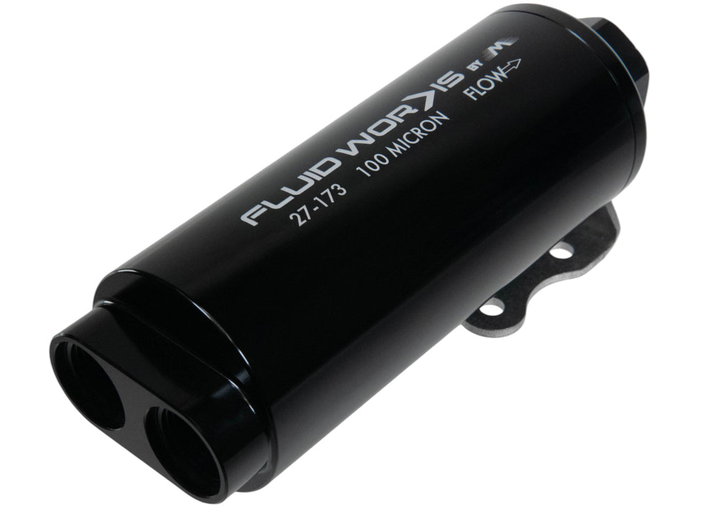 Fluidworks Dual Inlet 12GPM Pre Fuel Filter w/ Mount (100 Micron) - Motion Raceworks