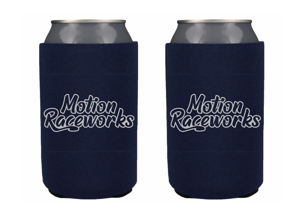 Navy Blue Motion Logo Retro Koozie - Motion Raceworks