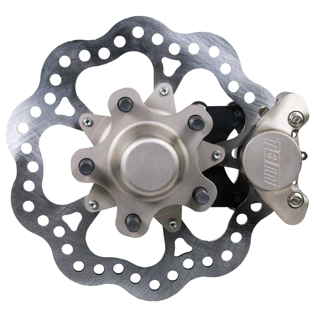 TRZ 326-MUS-22 (79-04 Mustang) 2" Drop Billet Spindle Lightweight 2 Piston Front Brake Kit (5 on 4.75 Hubs) - Motion Raceworks