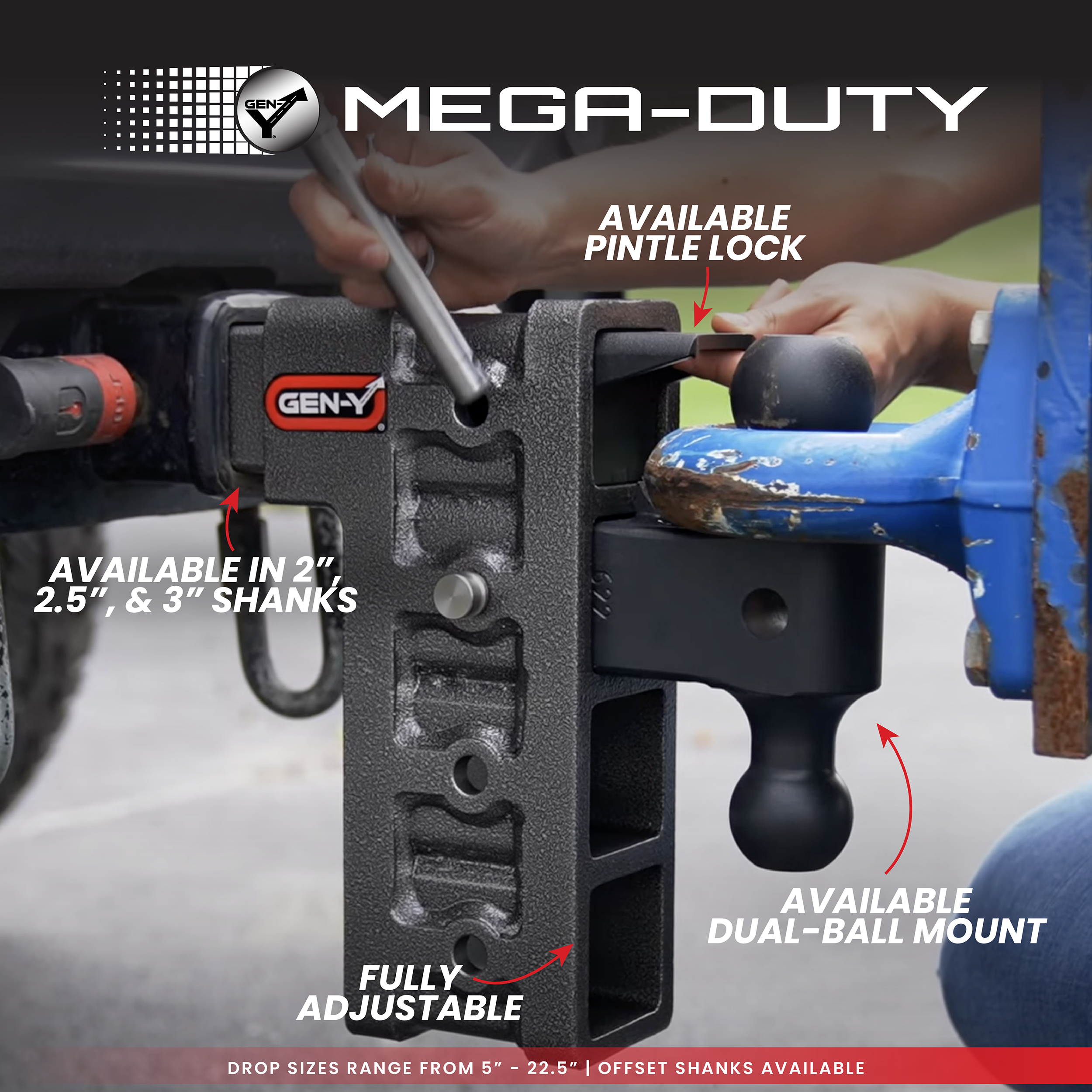 The MEGA-DUTY 21K Drop Hitch (2 ½" Shank)