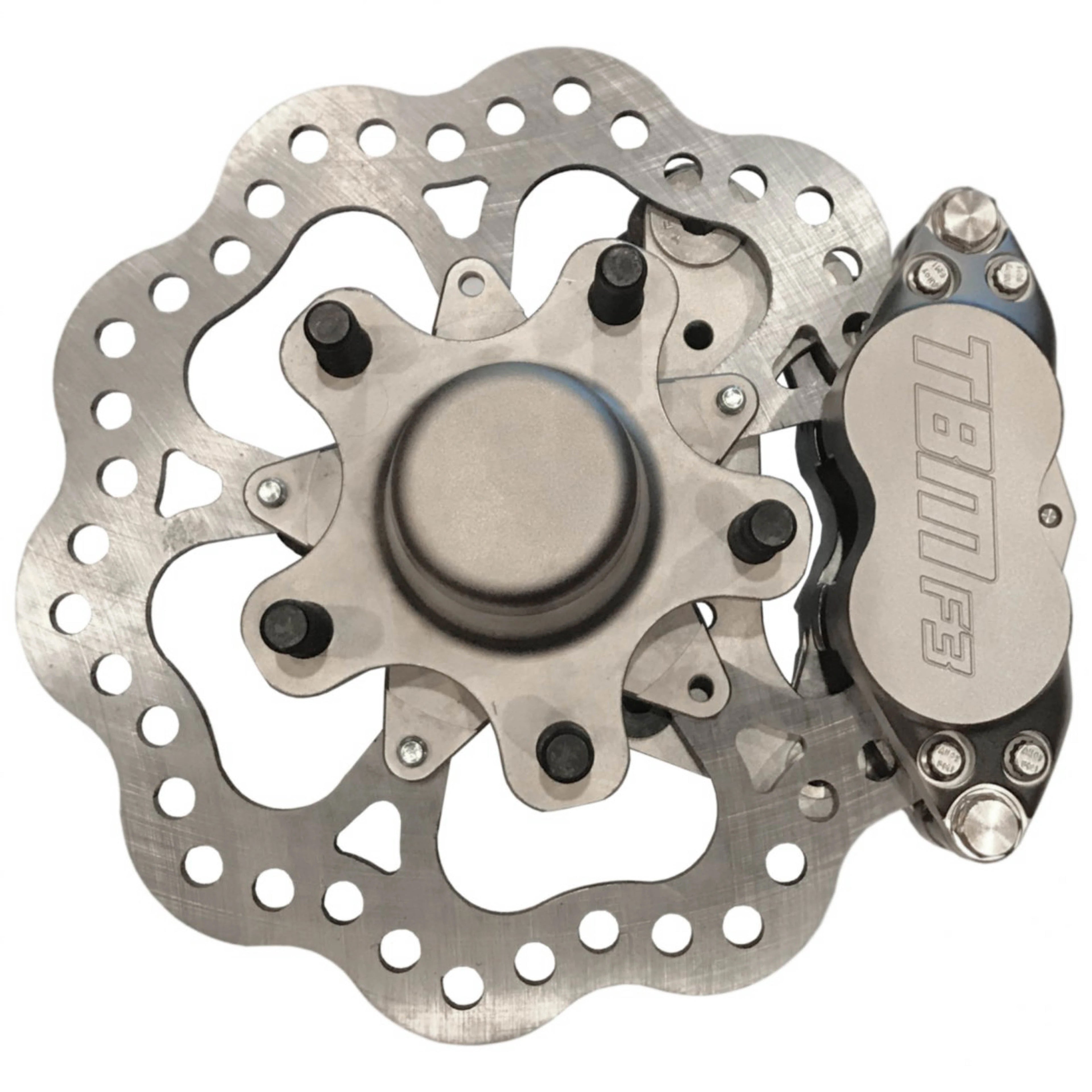TRZ 325-5 (G-body / S10) 1.5" Drop Chromoly Spindle Medium Duty 4 Piston Front Brake Kit - Motion Raceworks