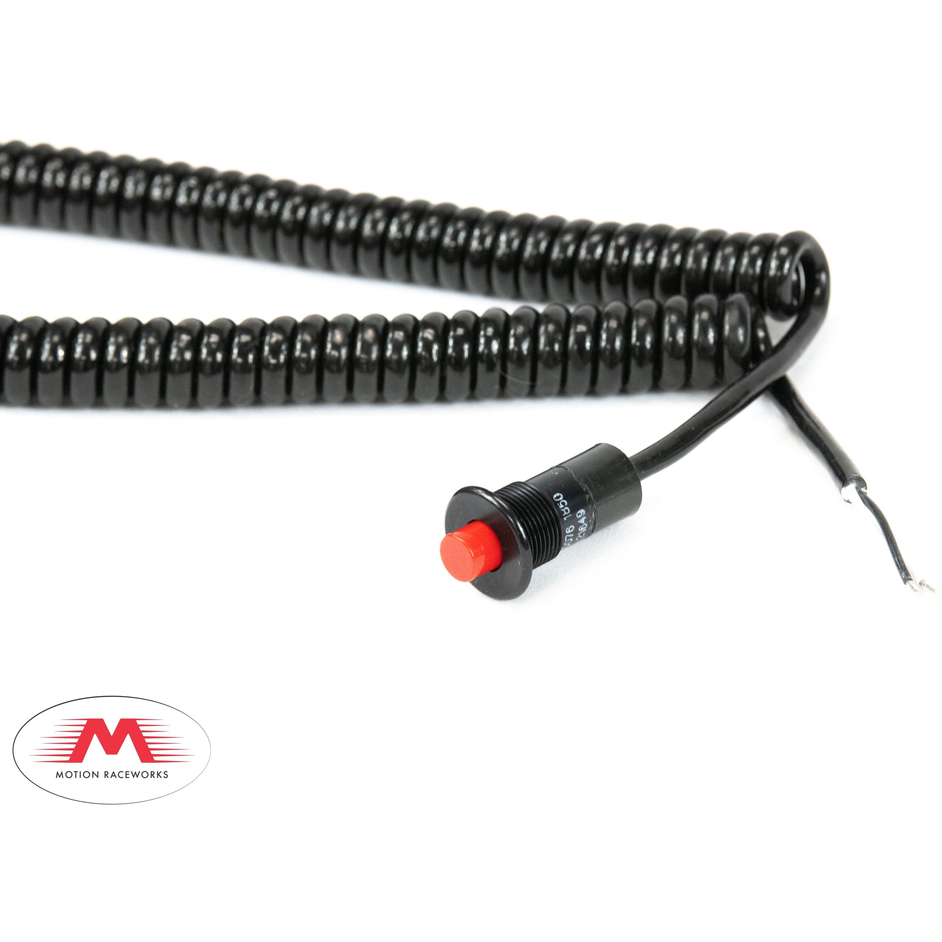 Motion Raceworks Momentary Small Push Button w/6' Wound Cord (Red or Green)-Motion Raceworks-Motion Raceworks