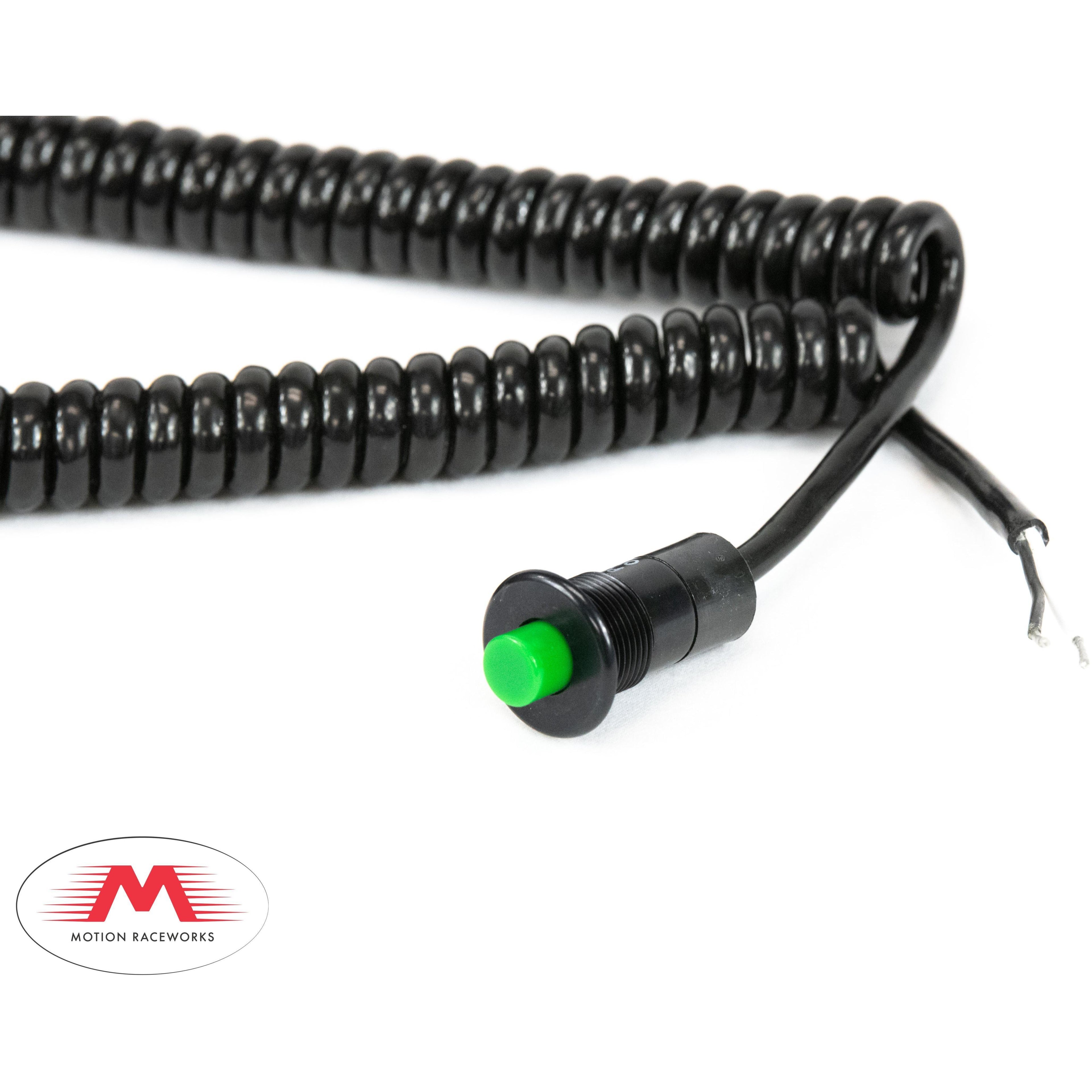 Motion Raceworks Momentary Small Push Button w/6' Wound Cord (Red or Green)-Motion Raceworks-Motion Raceworks
