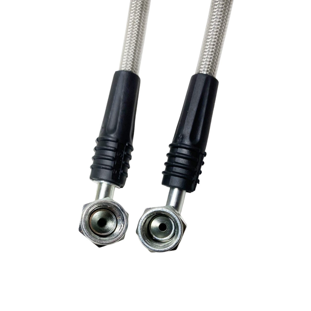 S550 & S650 Mustang Front Brake Line Kit +7" From Stock Length -03AN 90° Female on Caliper End, 010-0250-F3 - Motion Raceworks