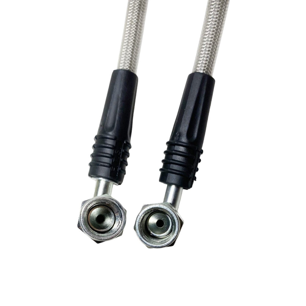 S550 & S650 Mustang F3 Brake Line Kit +9" From Stock Length -03AN 90° Female on Caliper End, 010-0250R9 - Motion Raceworks