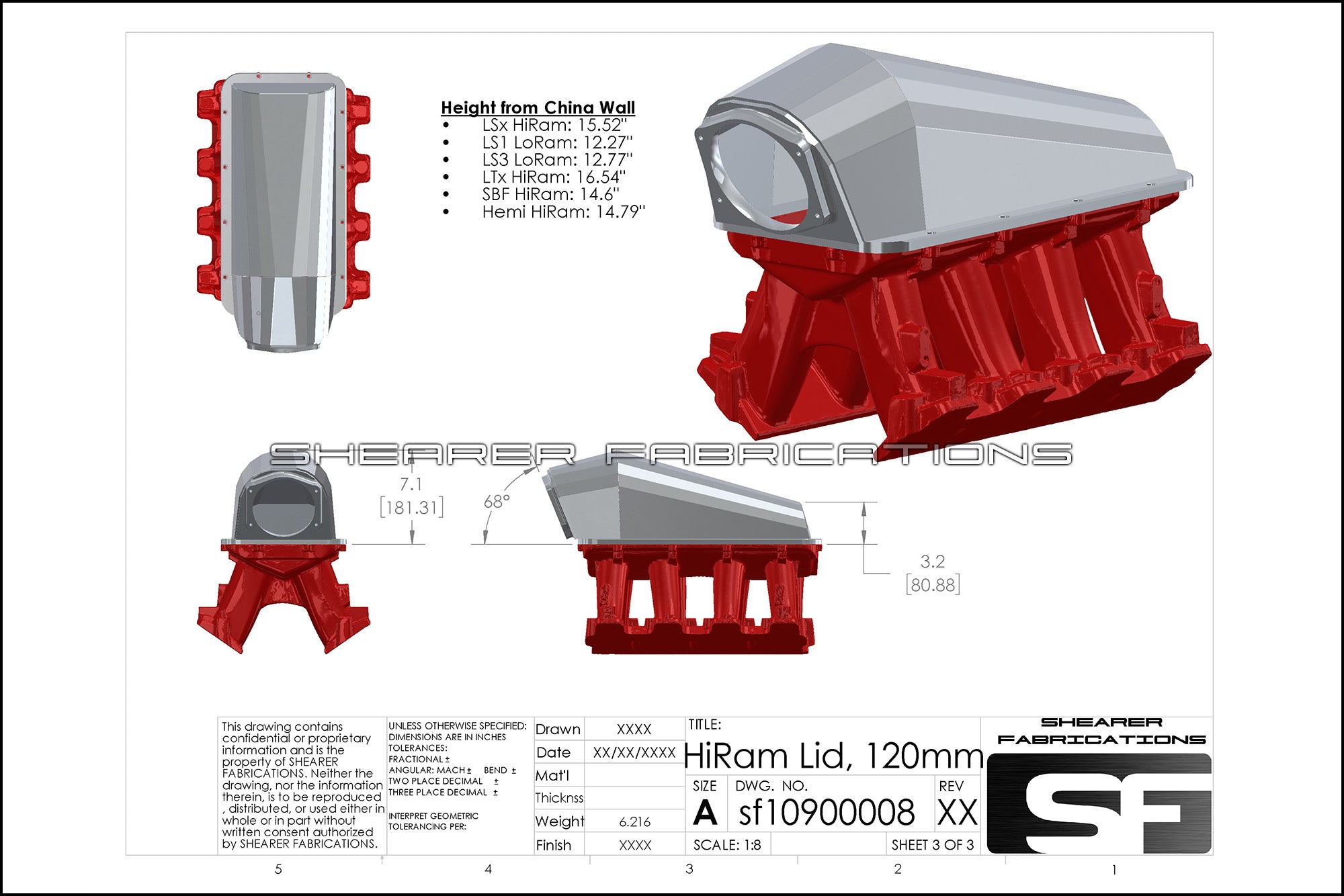 LS/LT/SBF/Hemi Hiram Sheetmetal Lid, 120mm TB